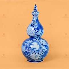 Bình Hồ Lô Hoa Ngư Tụ Khánh Lam Ngọc Bình An 1