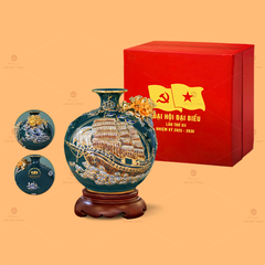 Bình Hút Lộc Men Lục Vẽ Vàng Thuận Buồm Xuôi Gió